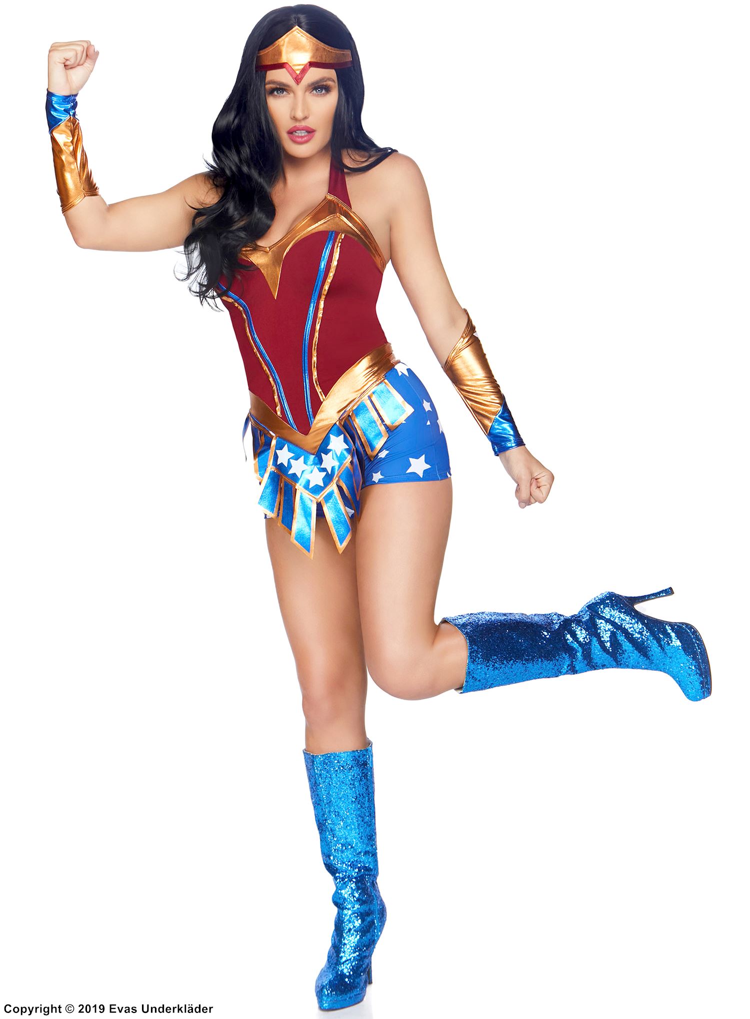 Wonder Woman, kostyme-romper, matchende tilbehør